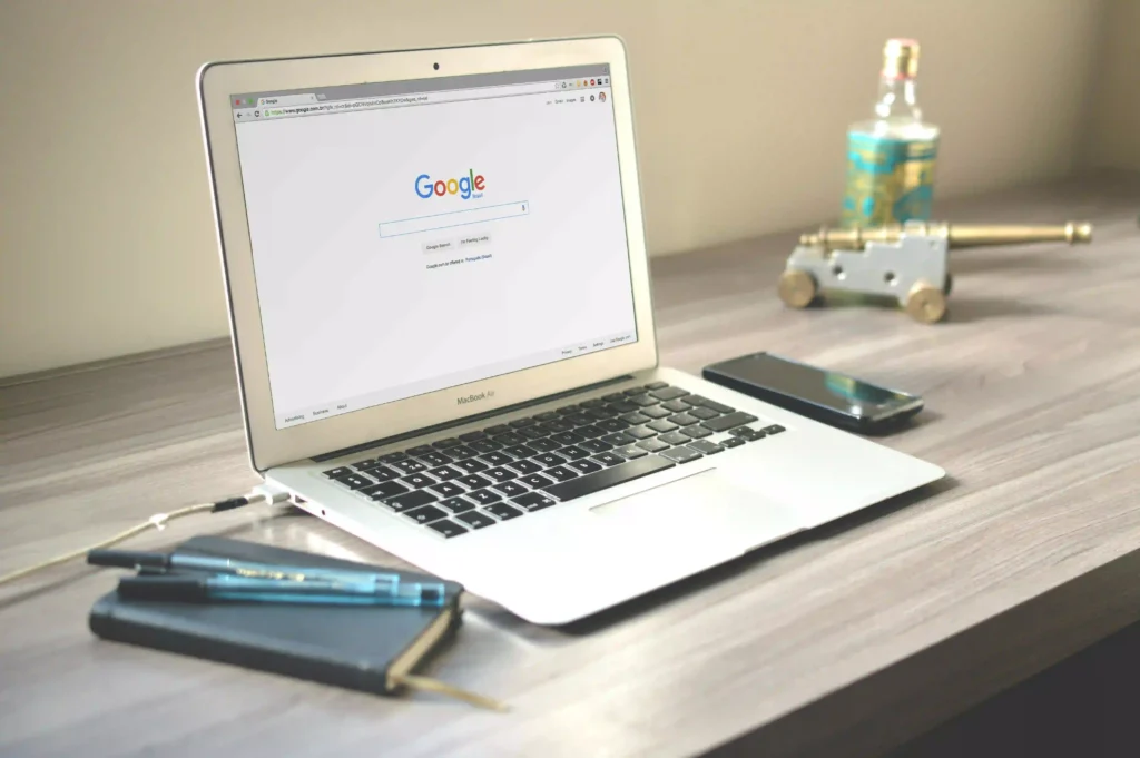 This image shows a clean and minimalistic desk setup of a top digital marketing strategist in kerala likely used for work or study.